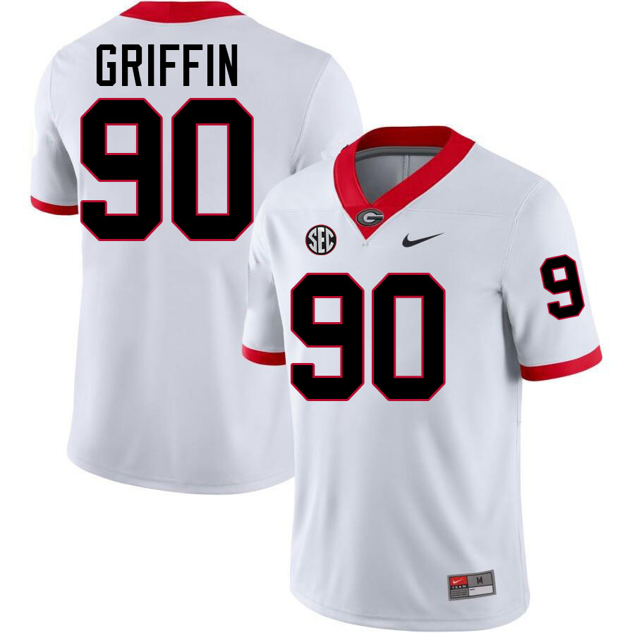 #90 Elijah Griffin UGA Jersey,University Of Georgia Bulldogs Football Jersey,Uniforms,Gears-White #90 Elijah Griffin UGA Jersey,University Of Georgia Bulldogs Football Jersey,Uniforms,Gears-White